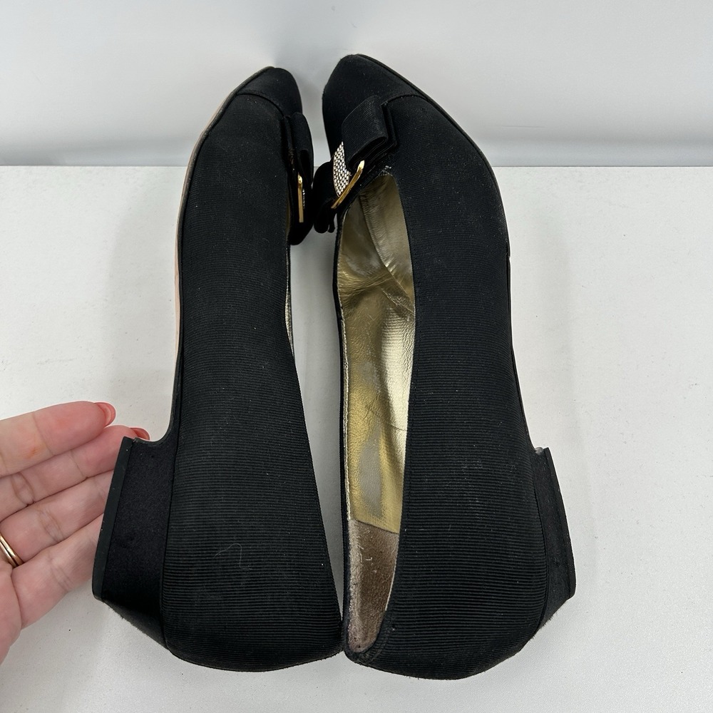 Vintage Salvatore Ferragamo Low Heel Ballet Flats Size 11 AAAA Rhinestone Bow - Picture 7 of 10